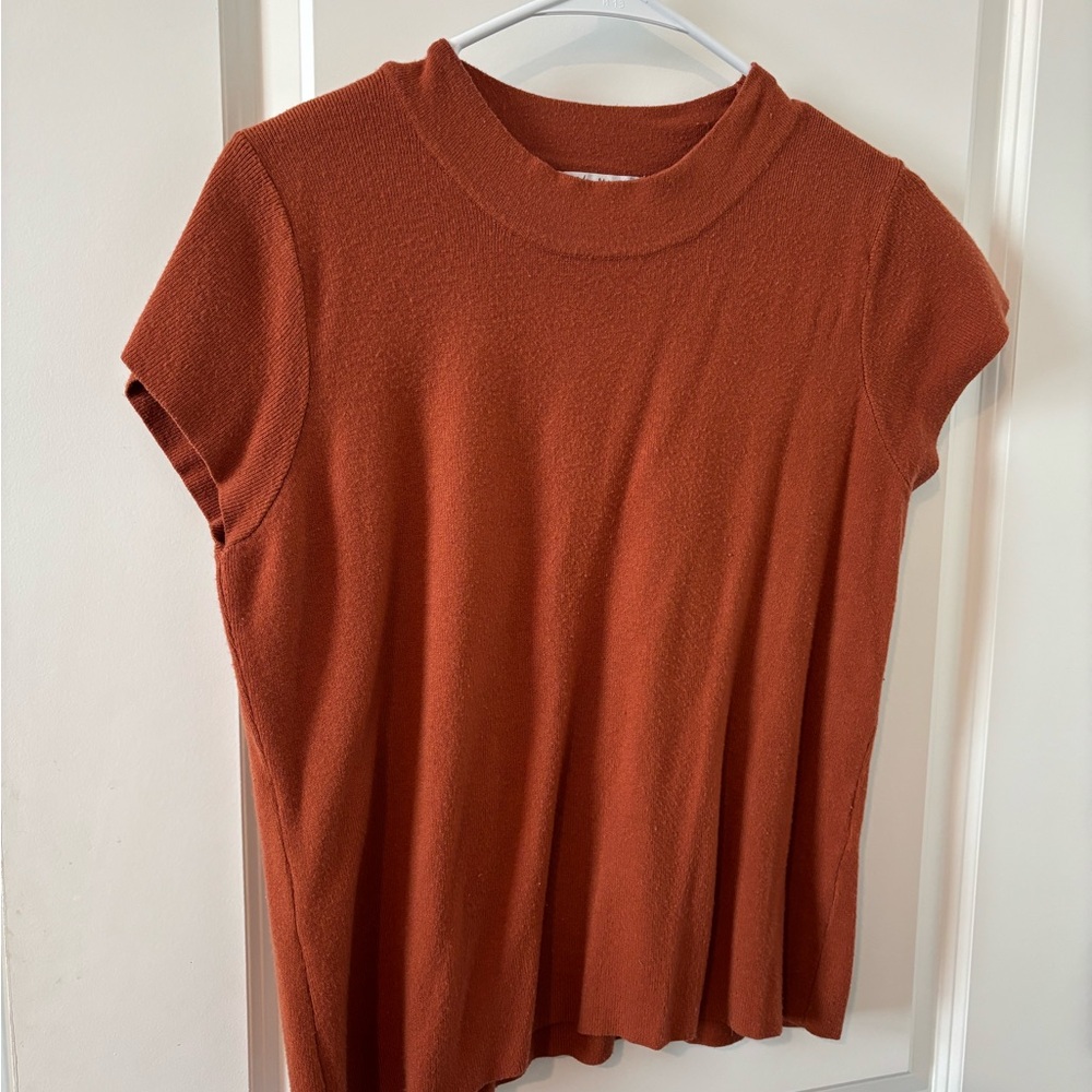 Elegant Short Sleeve Rust Sweater Tee